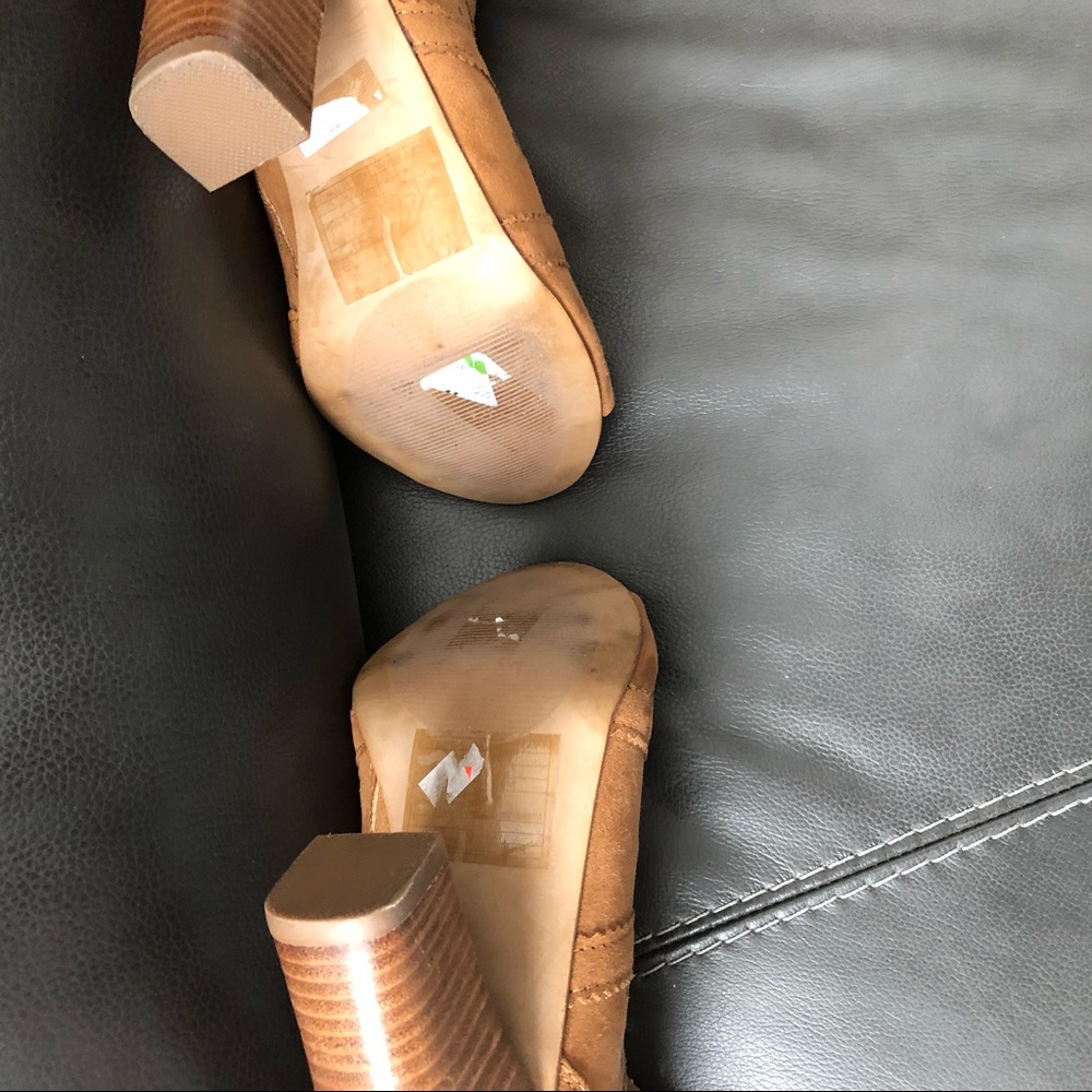 Torrid Peep Toe Suede Booties Women Tan Brown Lase - Picture 4 of 8